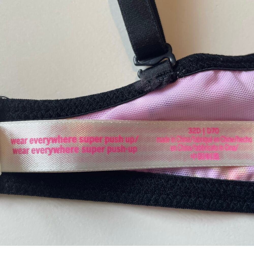 Victoria's Secret Pink Wear Everywhere Super Push-Up Bra Sz 32D EUC Pink Floral - Picture 6 of 6